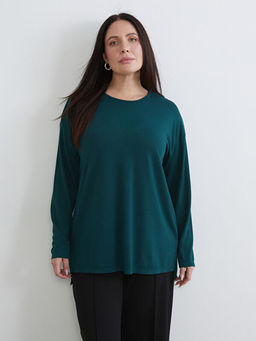 B?y?k Beden Bisiklet Yaka Oversize Kad?n Ti??rt