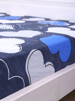 Простыня поплин - РОМАНТИКА (синий) 180х215