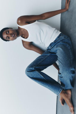 ZW COLLECTION MID-RISE JEANS WITH RHINESTONES - Zara фото 3