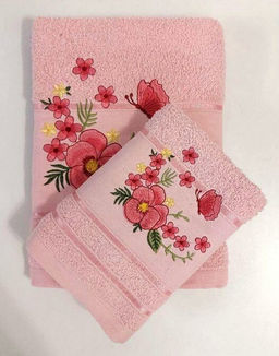 Махровое полотенце Анютины глазки-розов. 50*90 см. хлопок 100%