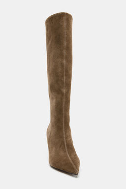 SPLIT SUEDE STILETTO HEEL BOOTS - Zara фото 18