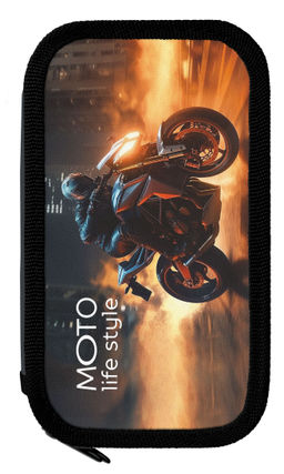 Пенал двухсекционный Schoolformat МОТО НОЧЬ 190х105 мм разноцветный, картон