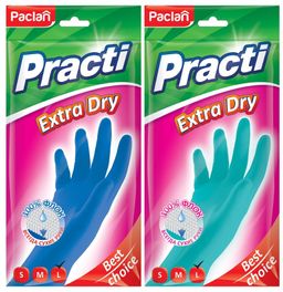 Перчатки резиновые Practi Extra Dry тиффани/синий в ассортименте, размер L