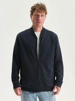 Kolej Yaka Uzun Kollu Erkek Fermuarl? Sweatshirt