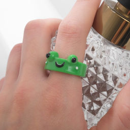 Кольцо пластиковое Лягушка, зелёное, 17 размер - Qf фото 2