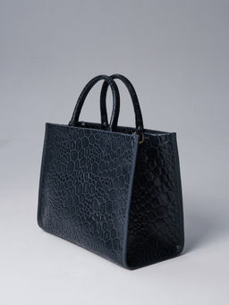 Сумка кожаная шоппер Deboro 30638 синий камень