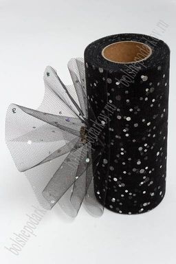 Фатин с пайетками "Горох" 15 см*25 ярд (SF-2939) черный №12