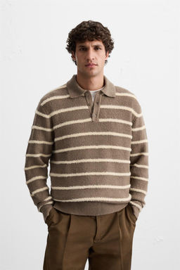 TEXTURED STRIPED KNIT POLO SWEATER - Zara фото 2