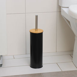 Ёршик для унитаза с подставкой SAVANNA BAMBOO, 9.5×38 см, чёрный