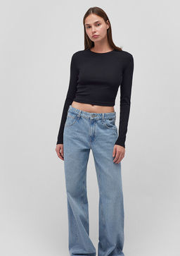 Uzun Kollu Siyah Basic Tisort