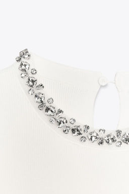 PLAIN KNIT MINI DRESS WITH RHINESTONES - Zara фото 7