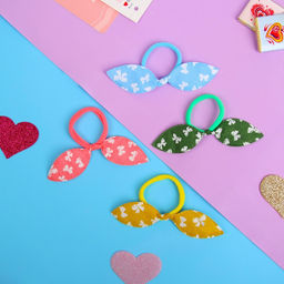 Цена за 5 шт. Резинки для волос «Веселые ушки», набор 4 шт., бантик, МИКС