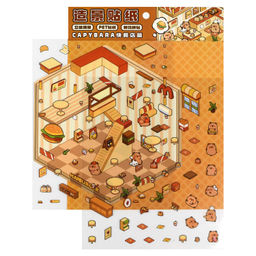 Наклейки-румбокс д/создания миниатюрных сцен, 125х150 мм, арт. 71507 / 300 КАПИБАРА. КАФЕ. (комплект