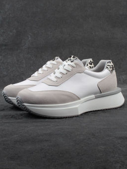 03-YG497-1 WHITE/GREY Кроссовки женские (натуральная кожа)
