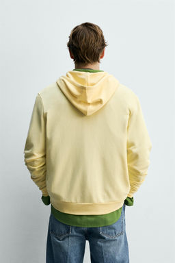SUDADERA LYOCELL - ALGOD?N CREMALLERA CAPUCHA / Amarillo claro - Zara фото 3