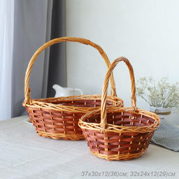 Корзина плетеная 2 штуки 37х30х12/32х24х10 см / S/2 22-31 /уп 28/светло-коричневая