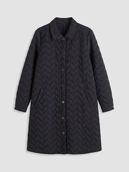 G?mlek Yaka Desenli Kad?n ?i?me Mont