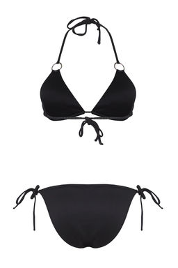 Siyah Ucgen Aksesuarl? Dokulu Regular Bikini Tak?m? TBESS25BT00037