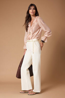Ekru Zincir Kemer Detayl? Yuksek Bel Az Esnek Wide Leg Jeans TWOSS26JE00186 - Trendyolmilla фото 4