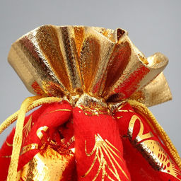 Мешочек подарочный плюш «Новогодний звон», колокольчики, тиснение, 20×30 см ± 1.5 см