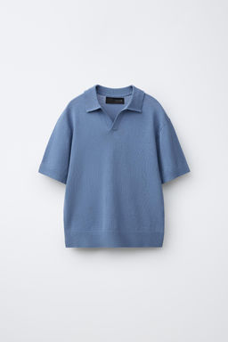 POLO ALGOD?N Y LINO / Azul
