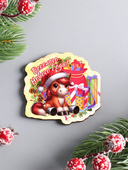 Цена за 4 шт. Магнит на холодильник «Лошадка. Весёлого Нового Года», 7×6.5 см