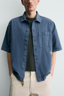 SOBRECAMISA ESTRUCTURA BORDADO / Azul - Zara фото 5