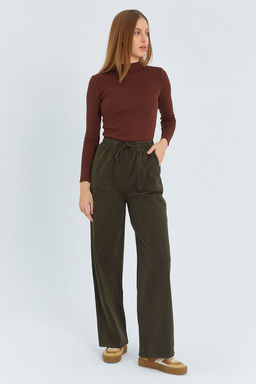 TRENDYOLMILLA Siyah Cep Detayl? Kot Gorunumlu Wide Leg/Genis Paca Dokuma Pantolon TWOSS25PL00076  фото 6