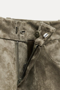 FAUX SUEDE STRAIGHT-LEG TROUSERS - Zara фото 10