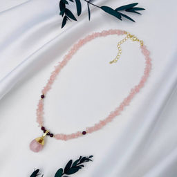Колье из Розового кварца и Граната 45 см +