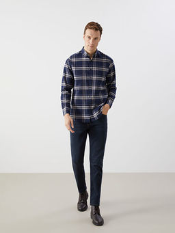 Regular Fit Uzun Kollu Ekose Gabardin Erkek G?mlek