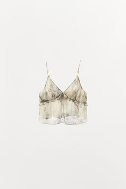 TOP LENCERO ESTAMPADO VOLANTES / Blanco roto