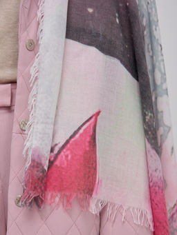 Большой, красивый палантин с бахромой. Хлопок 65% Вискоза 35%Рисунок нанесен вручную - Tantino фото 6