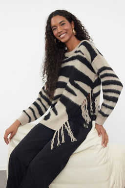 Vizon Yumusak Dokulu Zebra Desenli Triko Kazak TWOAW25KZ00178