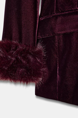 VELVET BLAZER WITH FAUX FUR CUFFS - Zara фото 8