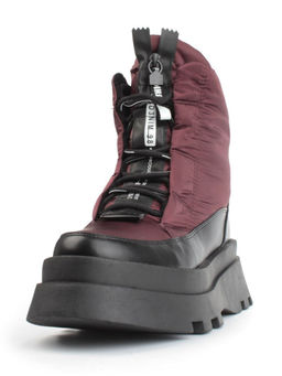 02-FAS16-4Z VINOUS/BLACK Дутики женские (искусственная кожа, плащевая ткань, шерсть)