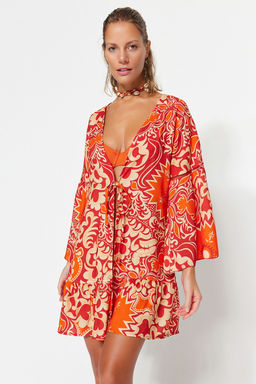 Trendyolmilla Etnik Desenli Mini Dokuma Plaj Kimono&Kaftan TBESS23KM00032