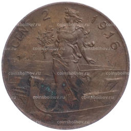 Монета 2 чентезимо 1916 года Италия