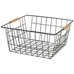 КОРЗИНА С ДЕРЕВЯННЫМИ РУЧКАМИ ЧЕРНАЯ 31.5*30.5*15.5 СМ