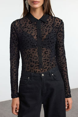 TRENDYOLMILLA Siyah Tul Orme Body TPRAW25BD00016 фото 3