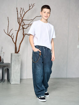 Джинсы-багги утеплённые для мальчиков - Синий мир фото 11