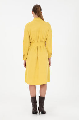 Женское желтое тканое платье Неожиданная скидка в корзине - U.s. polo assn фото 4