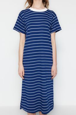 Lacivert Cizgili Y?rtmac Detayl? Shift/Duz Maxi Orme Elbise TWOSS23EL00690 - Trendyolmilla фото 4