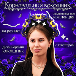 Ободок кокошник Тёмный, фетр