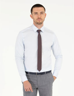 A__k Mavi Slim Fit Uzun Kollu Klasik G_mlek