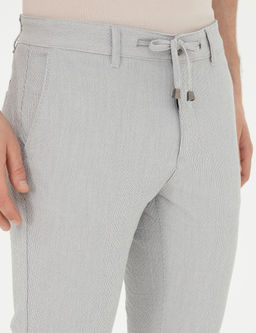 Gri Slim Fit Gofre Ba_c_kl_ Kanvas Pantolon