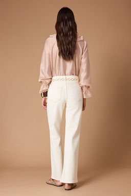 Ekru Zincir Kemer Detayl? Yuksek Bel Az Esnek Wide Leg Jeans TWOSS26JE00186 - Trendyolmilla фото 7