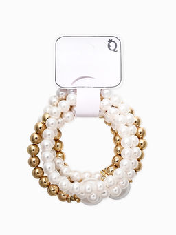 Браслет "Стильный жемчуг" (набор 5шт), №8/16, цвет белый в золоте