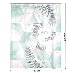 VAL BT-M-1820 Штора для ванной комнаты, полиэстер, 180*200 см, BOTANIC MOSAIC, шт