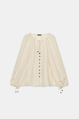 BLUSA RAYAS LAZOS / Crudo / Negro